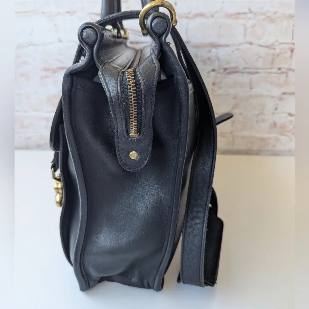 Coach Vintage Lenox Black Leather Briefcase with Gold Accents - Picture 8 of 16